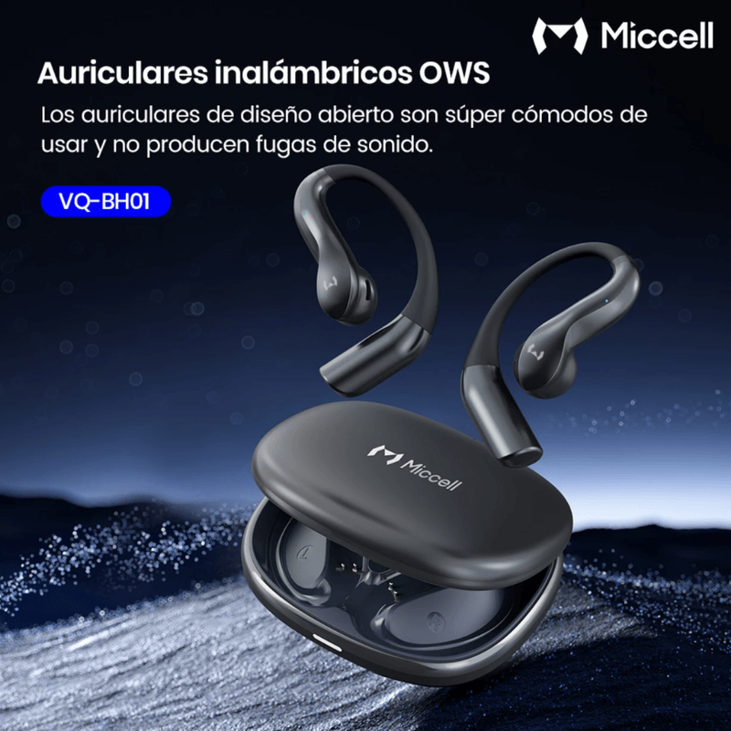 Audífonos Miccell VQ-BH01 Bluetooth 5.4 IP67 8 h negro cómodos