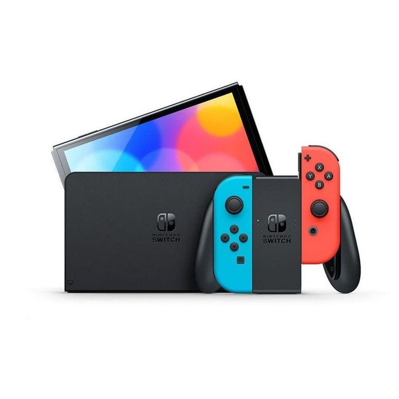 Nintendo Switch Neon + Mario Kart 8 Deluxe, azul-rojo frontal