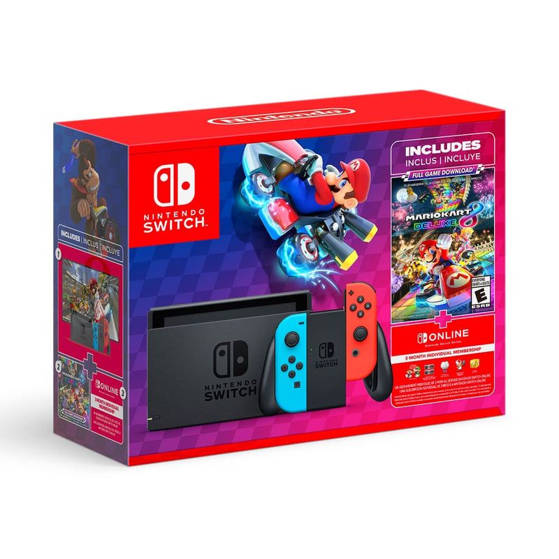 Nintendo Switch Neon + Mario Kart 8 Deluxe, azul-rojo