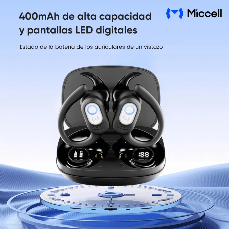 Audífonos Miccell VQ-BH96 Bluetooth 5.4 ANC 8 h negro pantalla