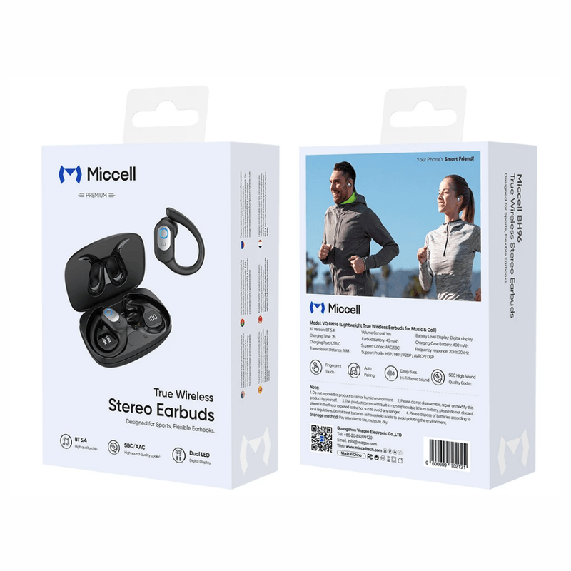 Audífonos Miccell VQ-BH96 Bluetooth 5.4 ANC 8 h negro contenido de caja