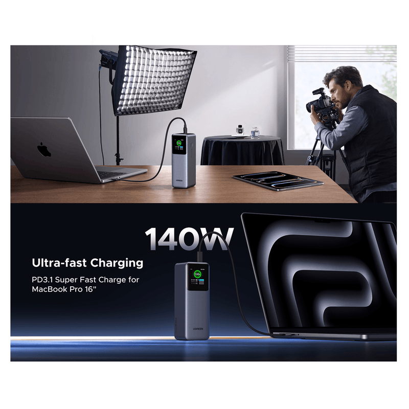 Power bank UGREEN PB722 25000 mAh 200W con pantalla TFT