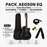 Guitarra Ibanez AEG50N-BKH nylon 20 trastes negro accesorios