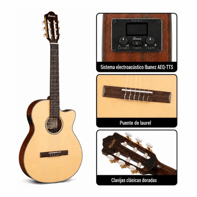Guitarra Ibanez AEG50N-NT nylon 20 trastes natural cuerpo AEG cutaway