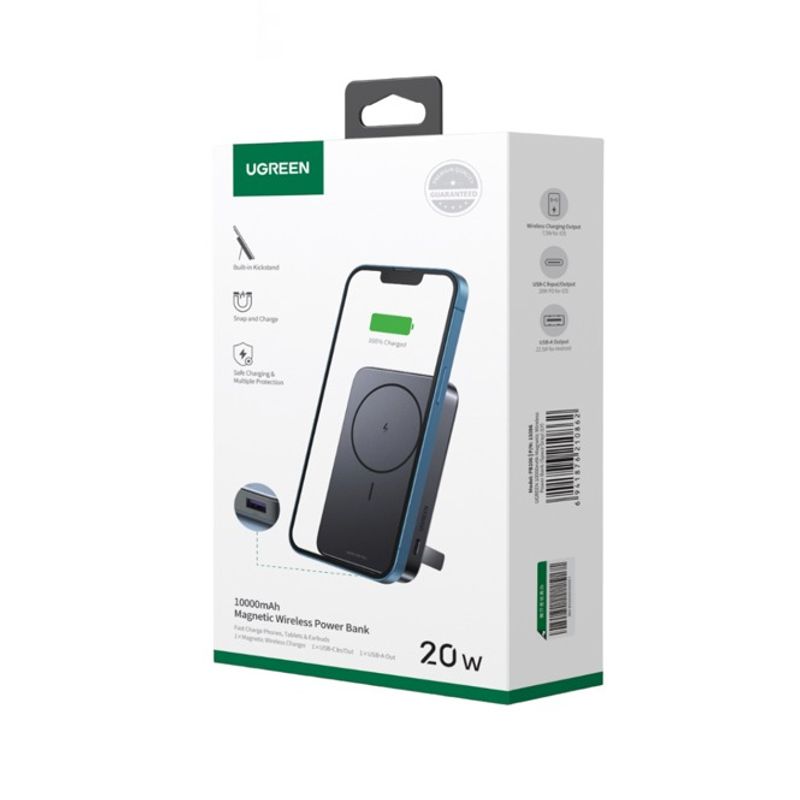 Power bank UGREEN PB206 10000 mAh MagSafe 22.5W gris frontal