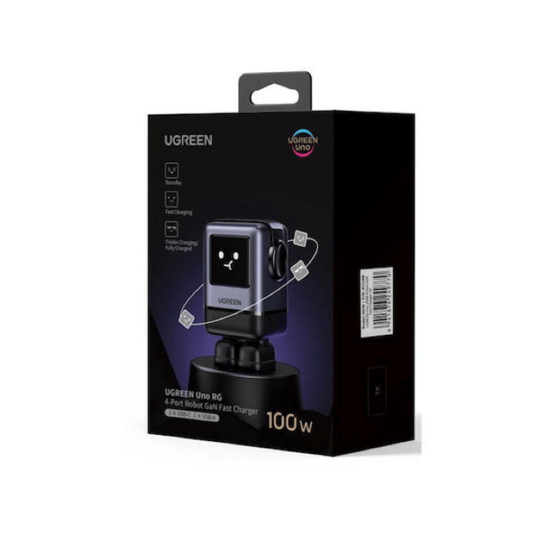 Cargador UGREEN Robot X688 GaN 100W 4 puertos USB frontal
