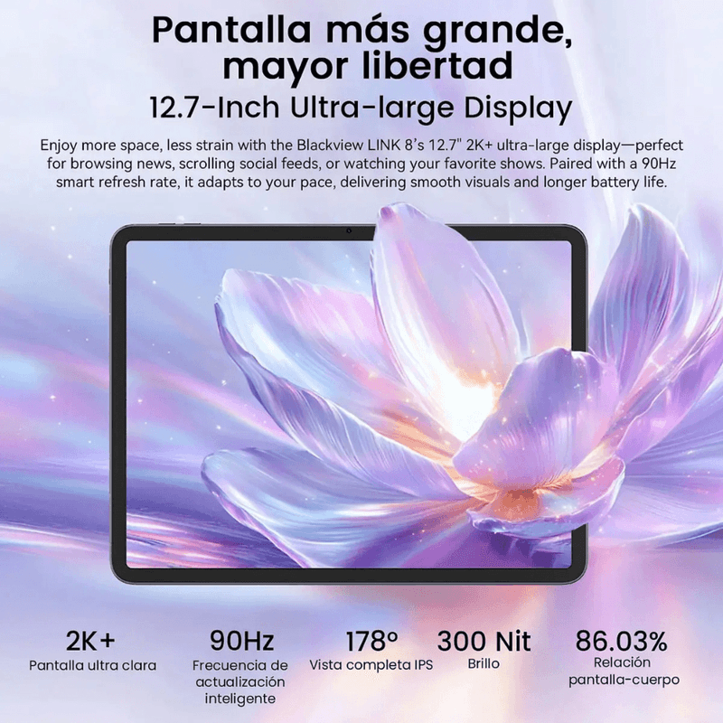 Tablet Blackview Link 8 12.7" 256GB cámara 16MP pantalla