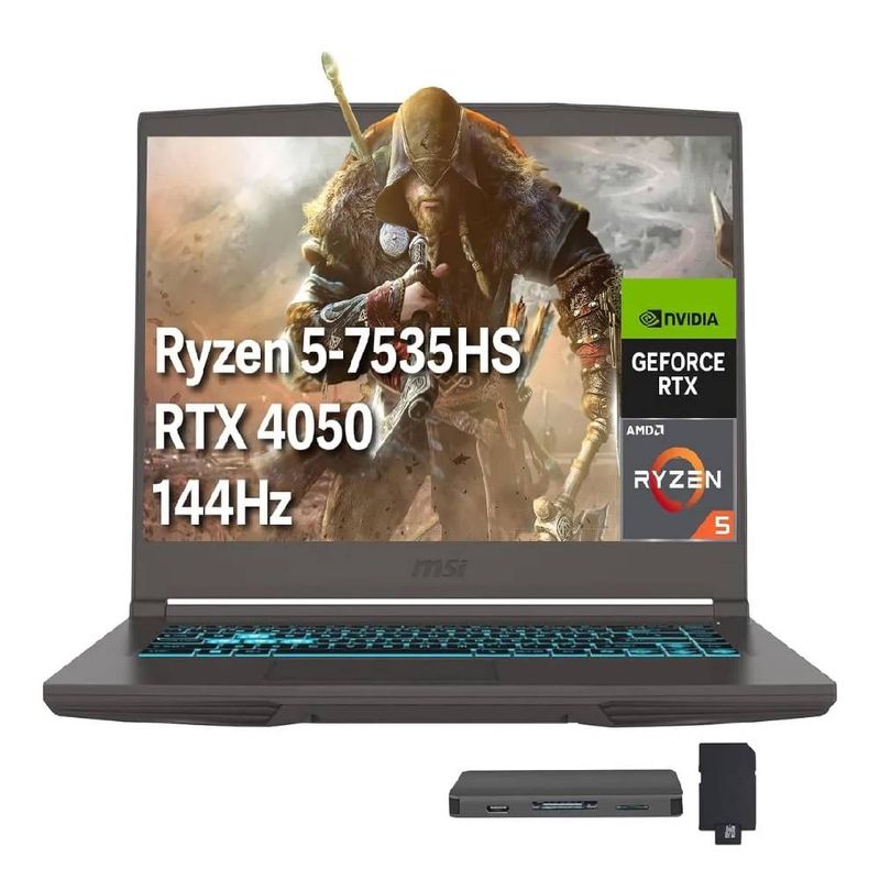 Laptop MSI Thin A15 Ryzen 5 8GB 512GB RTX 4050 144Hz frontal