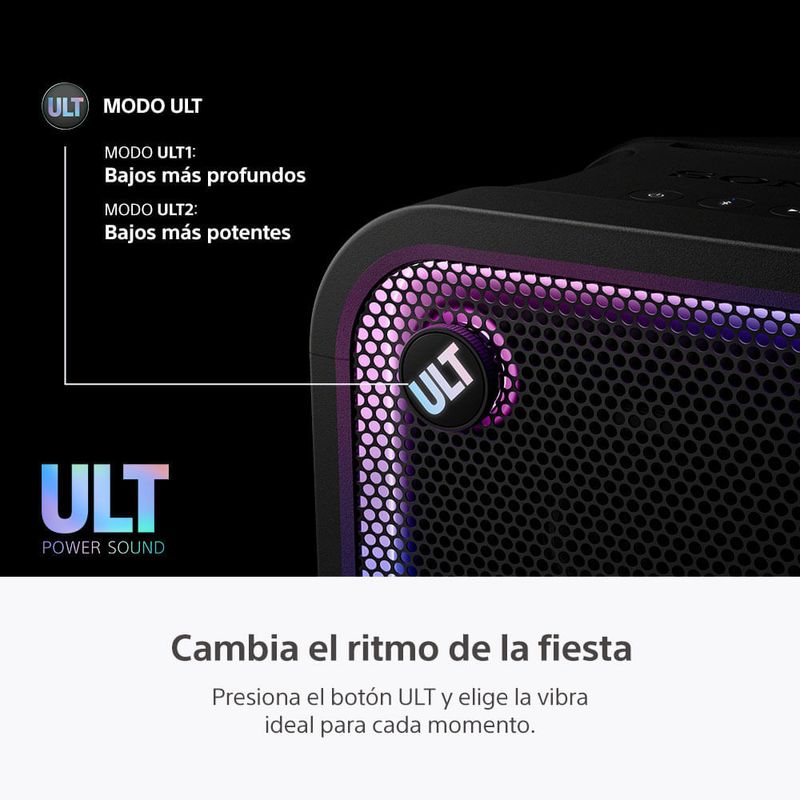 Parlante Sony ULT Tower 5 Bluetooth con luces e IPX4  superior
