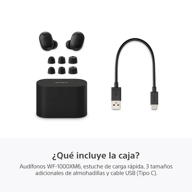 Audífonos Sony WF-1000XM6 Bluetooth con noise cancelling IPX4 negro