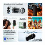 Parlante QCY SP7 40 W Bluetooth 5.4 IPX7 RGB rojo características