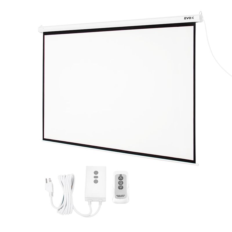 Ecran eléctrico Evox 120" retráctil blanco frontal oblicuo