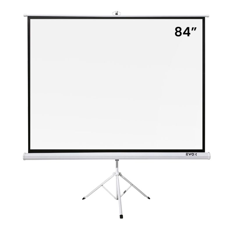 Pantalla Ecran 84" portátil con trípode blanco mate frontal