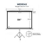 Pantalla Ecran 84" portátil con trípode blanco mate medidas