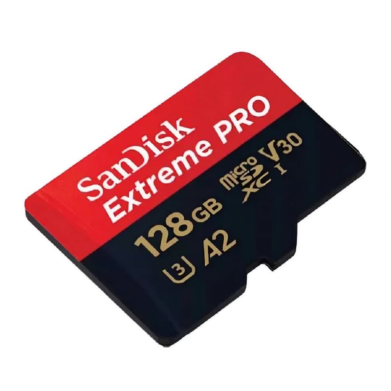 Micro SD SanDisk Extreme PRO 128GB Clase 10 frontal oblicuo