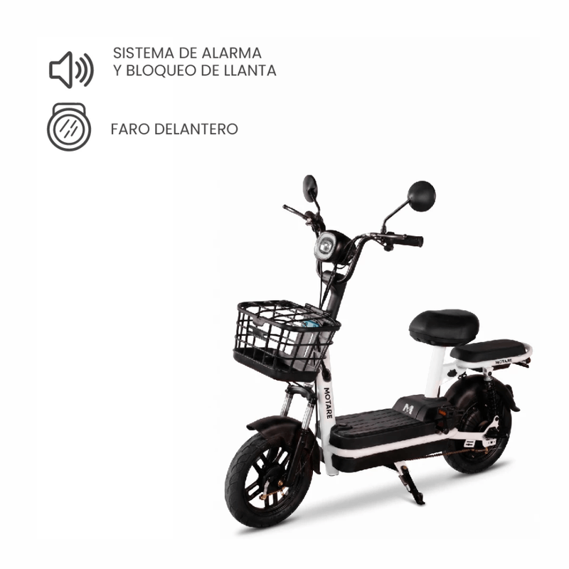 Bicimoto eléctrica Motare Happy 350W 25km/h 25-35km negro sistema de alarma