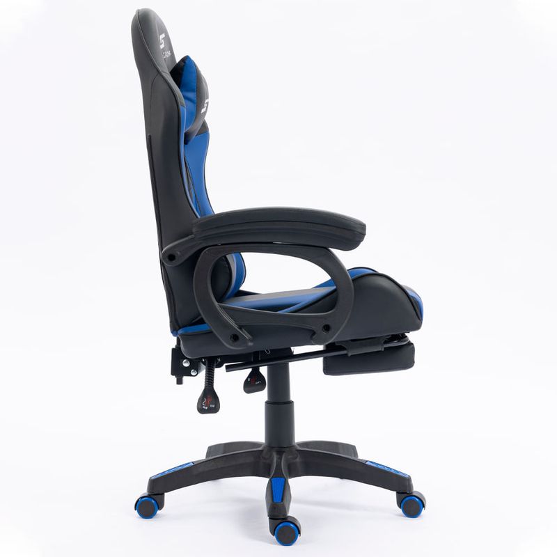 Silla gamer Sillium reclinable con reposapiés azul lateral