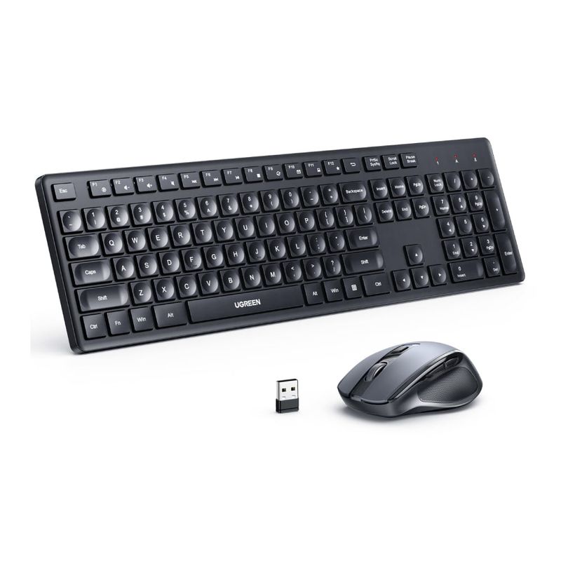 Kit Teclado y Mouse Ugreen Inalámbrico 4000 DPI negro frontal oblicuo