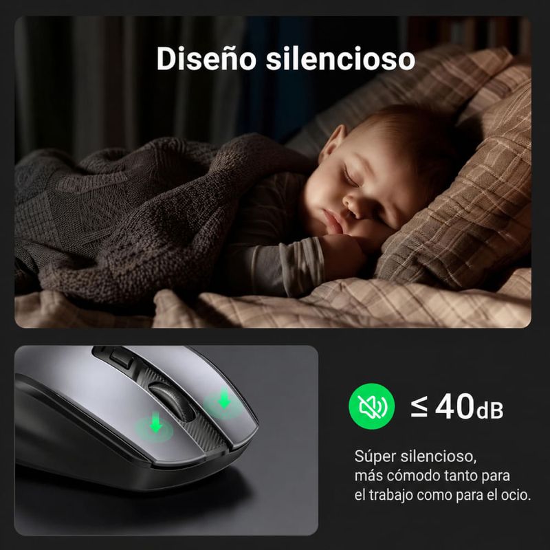 Kit Teclado y Mouse Ugreen Inalámbrico 4000 DPI negro especificación