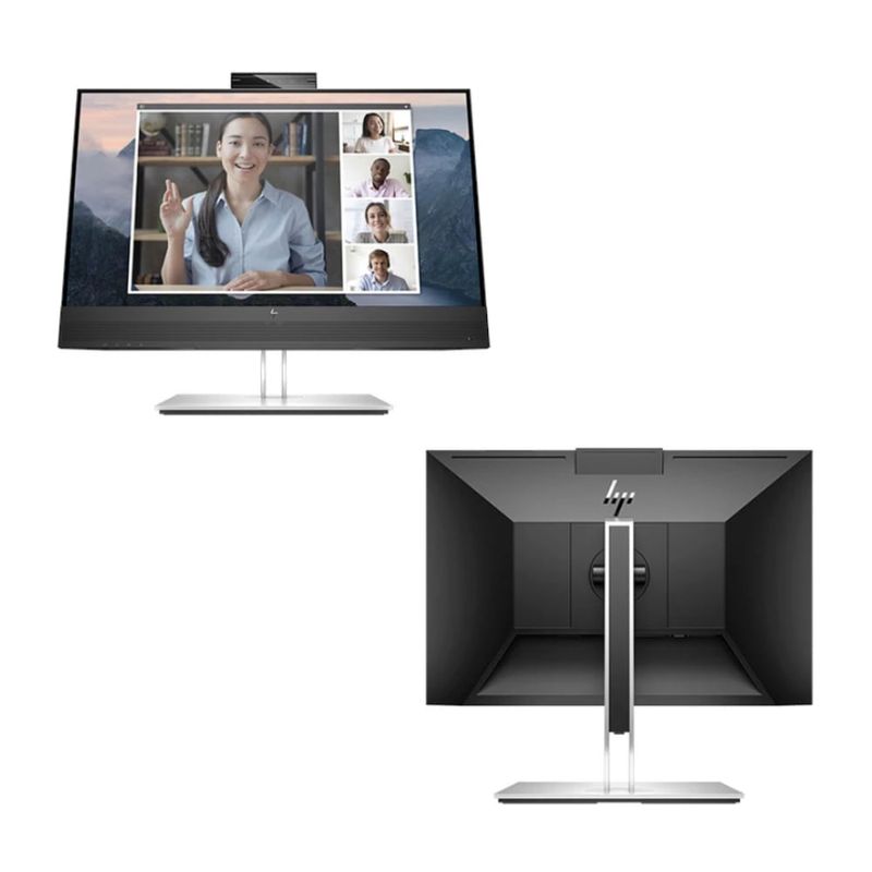 Monitor HP E24mv G4 23.8 pulgadas FHD 60 Hz IPS HDMI gris frontal y dorsal