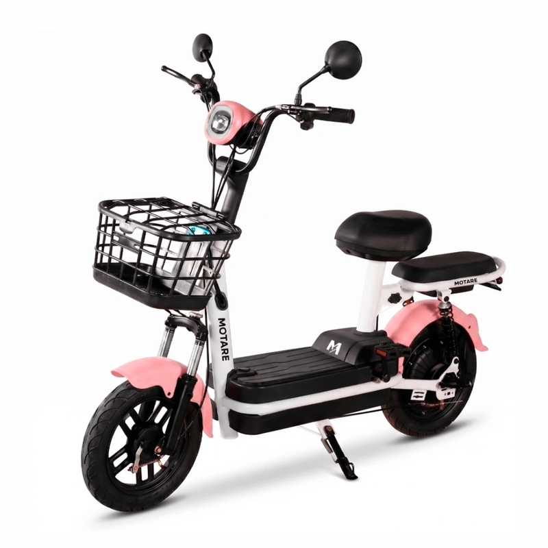 Bicimoto eléctrica Motare Happy 350W 25km/h 25-35km rosado frontal