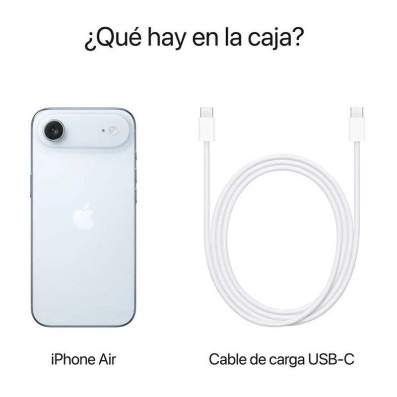 iPhone Air eSIM 512GB 8GB 48 MP 6.5" sky blue contenido de caja