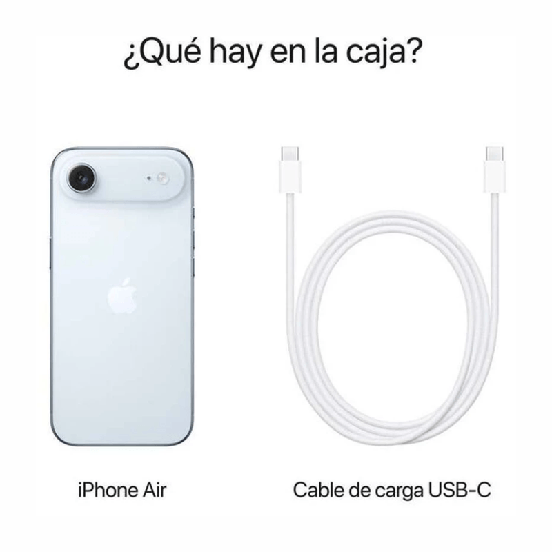 iPhone Air eSIM 256GB 8GB 6.5" sky blue contenido de caja
