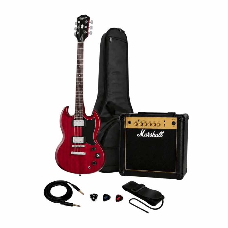 Guitarra Epiphone SG Tribute + Marshall MG15G 15W Cherry frontal