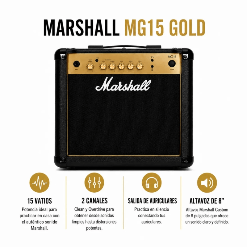 Guitarra Epiphone SG Tribute + Marshall MG15G 15W Cherry altavoz de 8 pulgadas