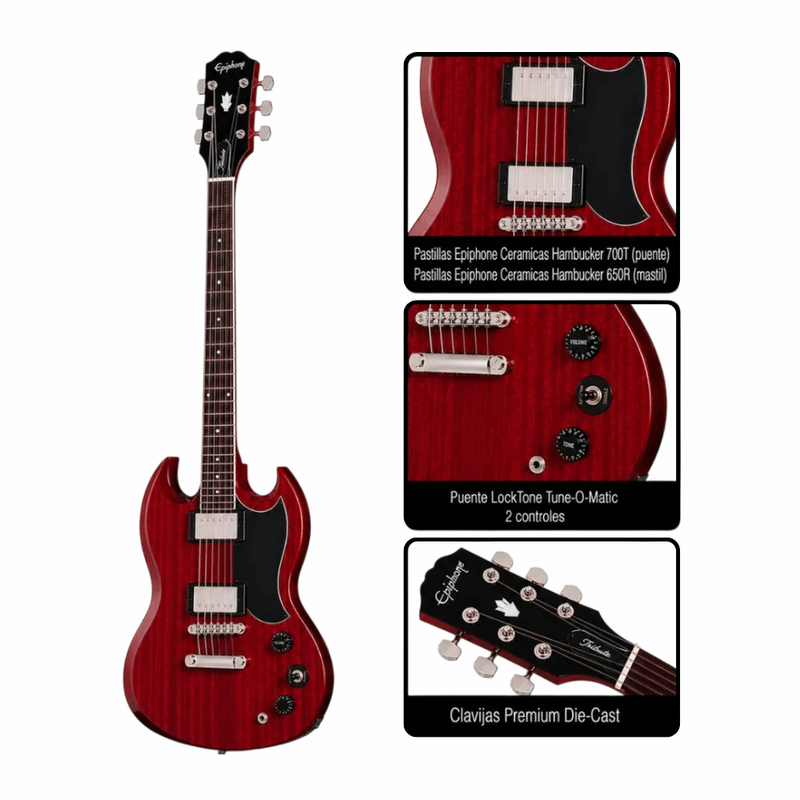 Guitarra Epiphone SG Tribute + Marshall MG15G 15W Cherry detalles