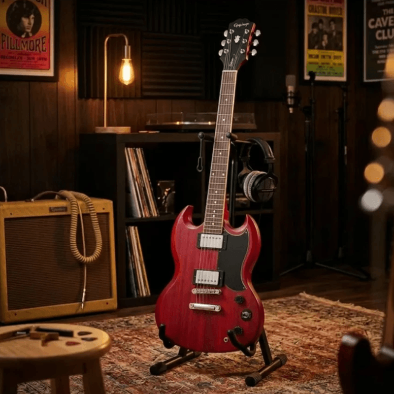 Guitarra Epiphone SG Tribute + Marshall MG15G 15W Cherry frontal
