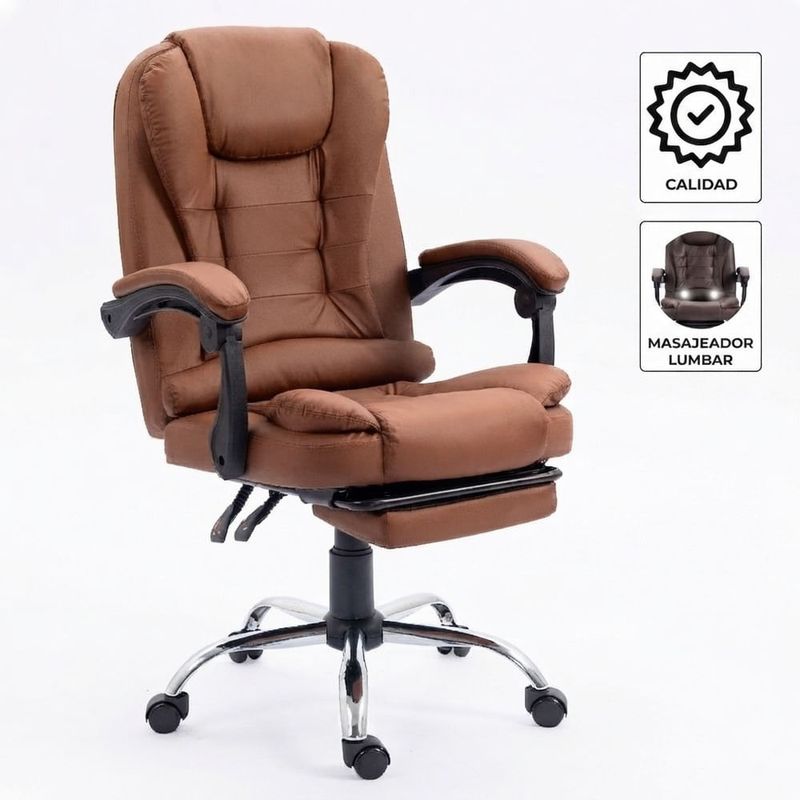 Silla gerencial Sillium con masajeador lumbar marrón características