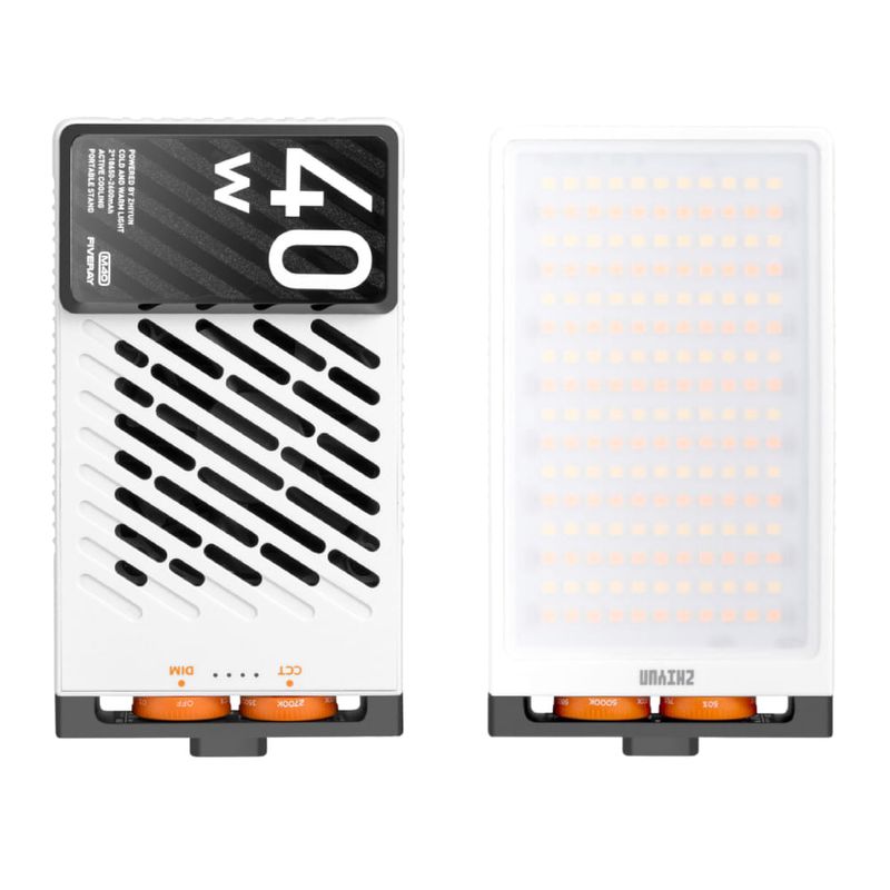 uz LED Zhiyun Fiveray M40 compacta 40W 2700K-6200K blanco frontal y dorsal
