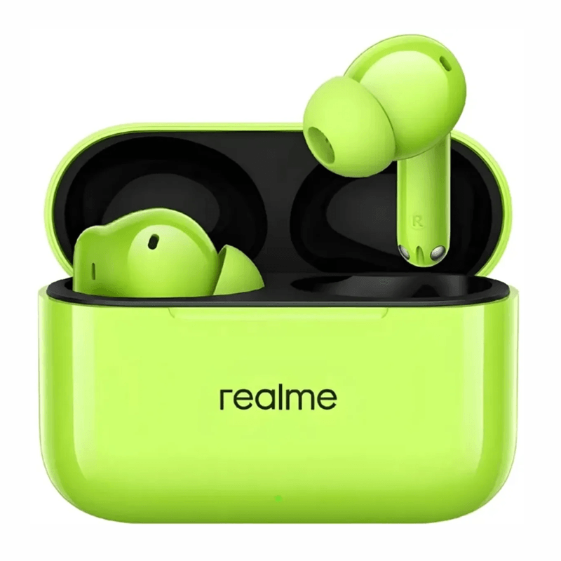 Audífonos Realme Buds T200 ANC 32 dB IPX5 50 h verde frontal