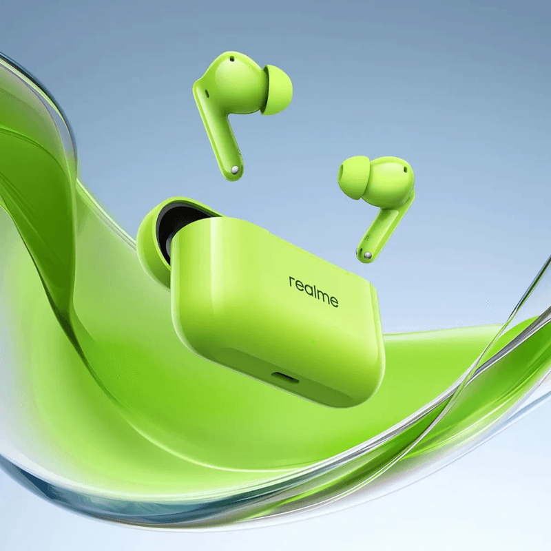 Audífonos Realme Buds T200 ANC 32 dB IPX5 50 h verde estuche de carga