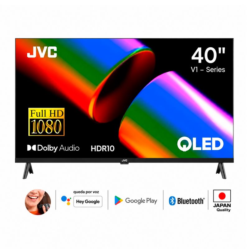 Smart TV JVC 40 QLED Full HD Android TV frontal details