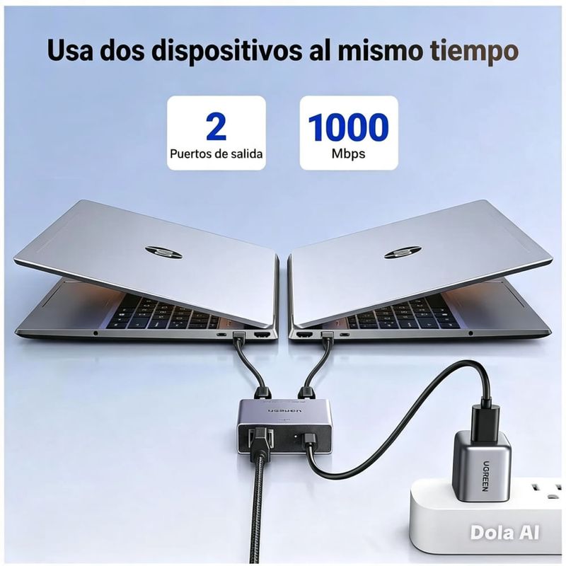 Divisor Ethernet Ugreen Gigabit RJ45 1 a 2
