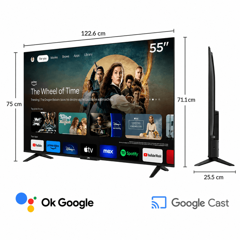 Smart TV TCL 55P6K 55 4K Google TV medidas