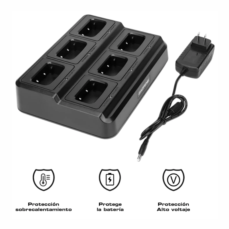 Pack x6 radios Baofeng BF-888S UHF 3W base múltiple base de carga