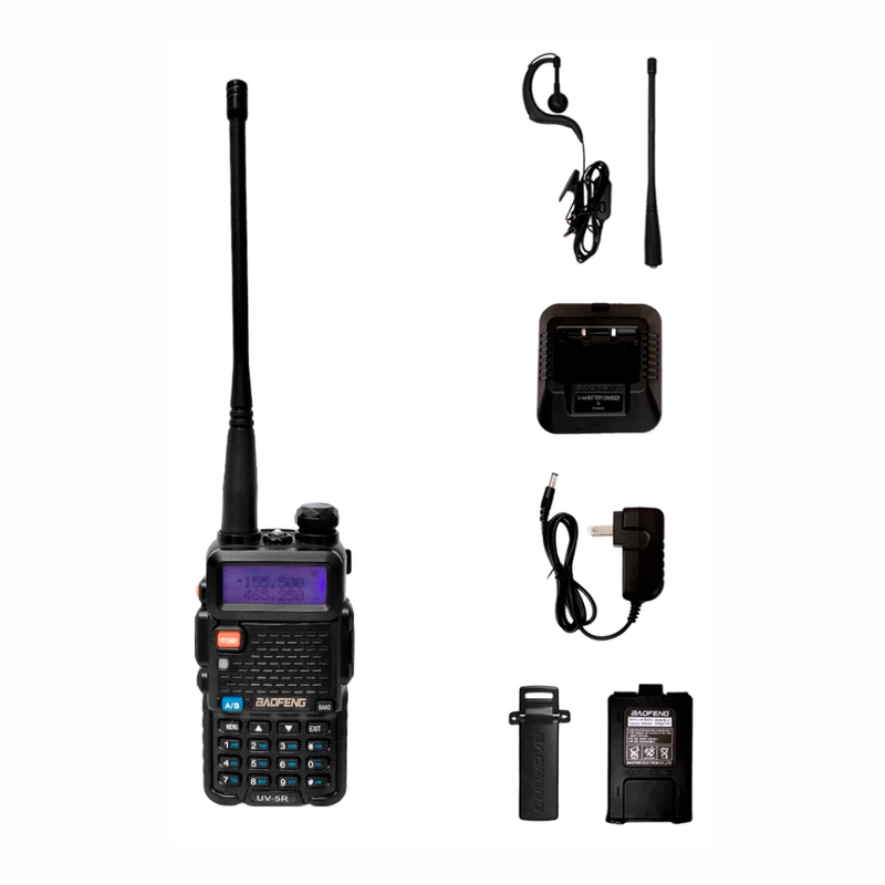 Radio Baofeng UV5R VHF UHF 5W 128 canales FM frontal