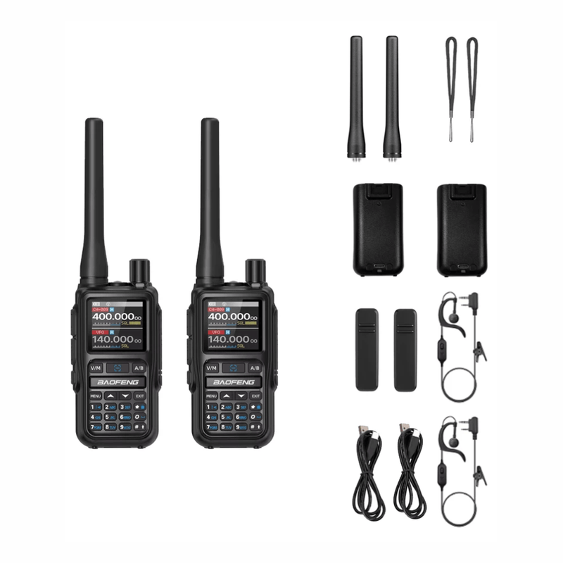 Pack x2 radios Baofeng UV5R-MINI 5W Bluetooth 999 canales frontal