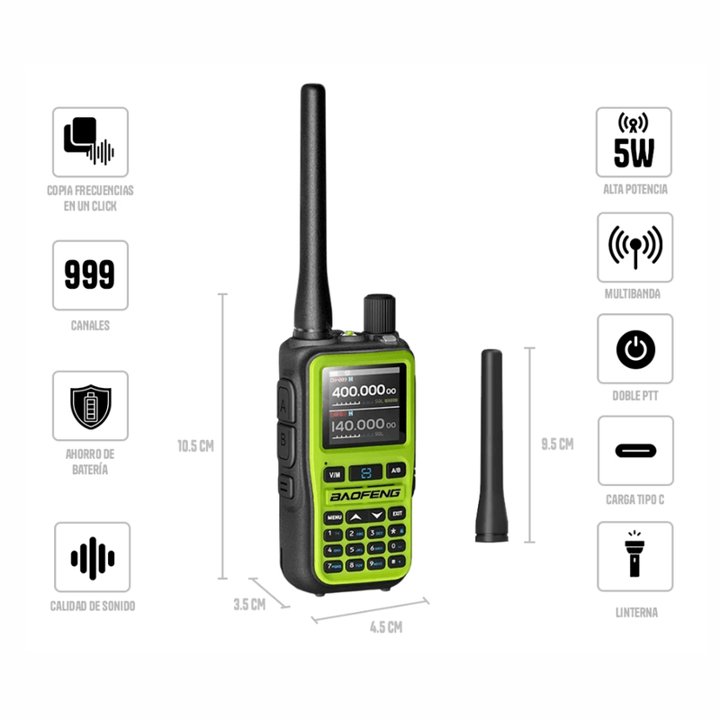 Pack x2 radios Baofeng UV5R-MINI 5W Bluetooth 999 canales especificaciones