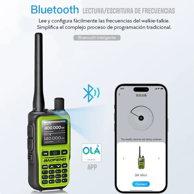 Pack x2 radios Baofeng UV5R-MINI 5W Bluetooth 999 canales enlace app