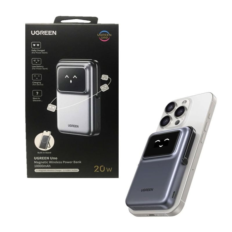 Batería externa magnética Ugreen Robot PB572 10000 mAh frontal