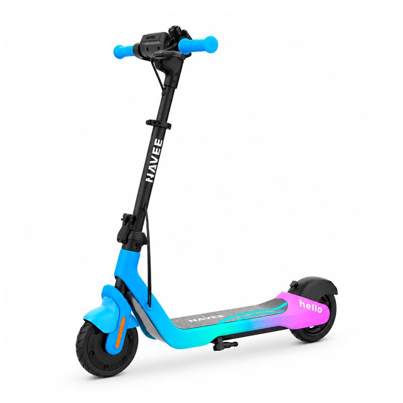 Scooter electrico Navee K100 Max 11 km azul rosado dorsal oblicuo