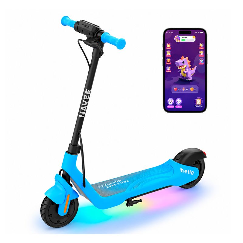Scooter electrico Navee K100 Max 11 km azul rosado dorsal oblicuo app