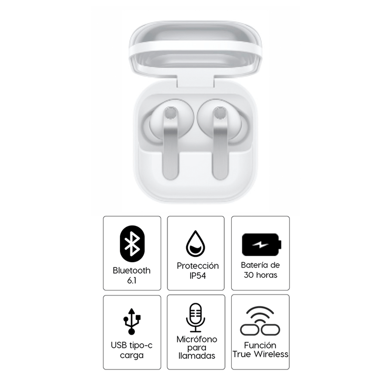 Audífonos Samsung Galaxy Buds4 Pro ANC 30 h blanco especificaciones