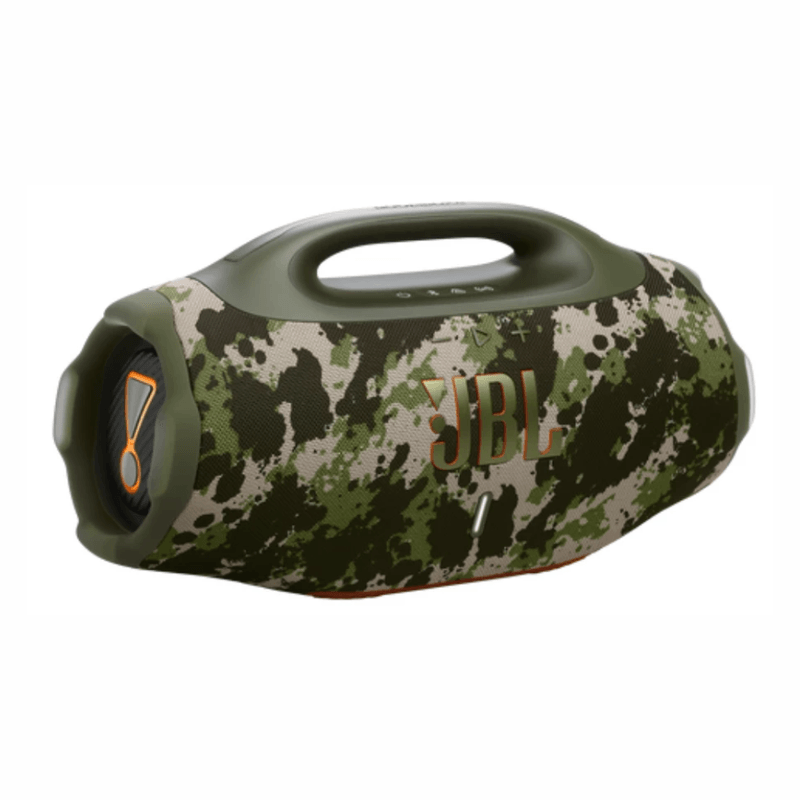 Parlante JBL Boombox 4 210W IP68 34 h Auracast camuflado oblicuo