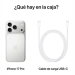 iPhone 17 Pro Max 256 GB 12 GB RAM 5G eSIM plateado contenido de caja