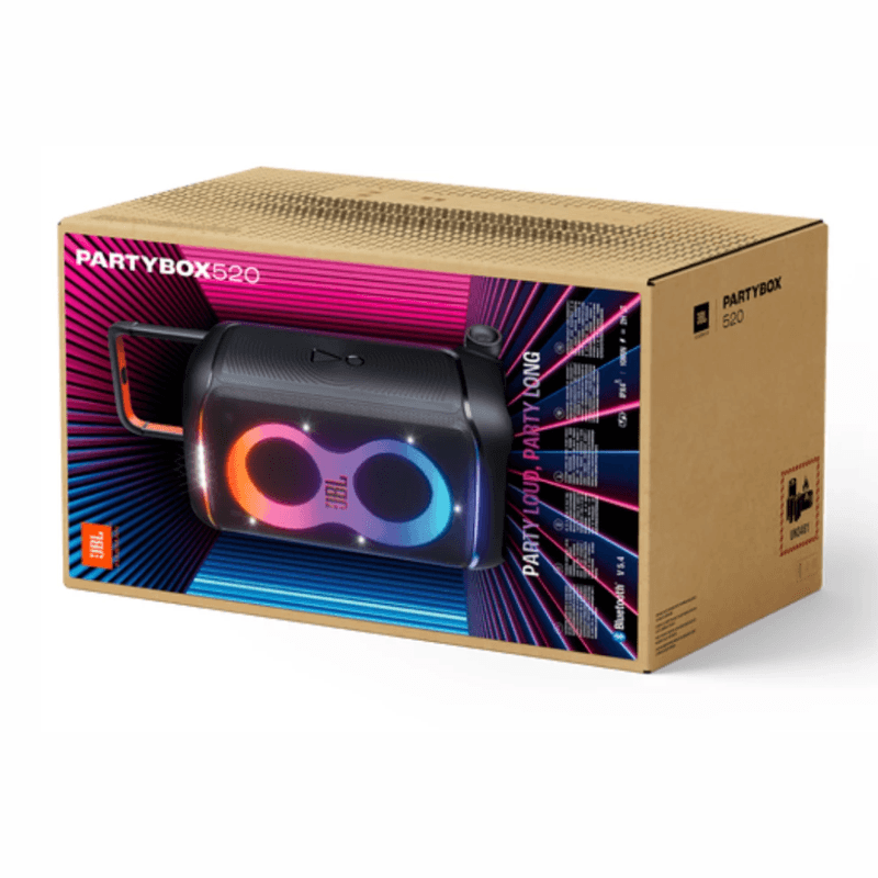 Parlante JBL PartyBox 520 400 W Bluetooth 5.4 15 h negro caja